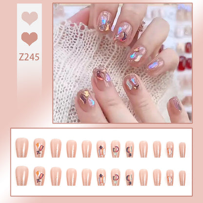 High-quality artificial nail set with glitter and holographic accents Acalora