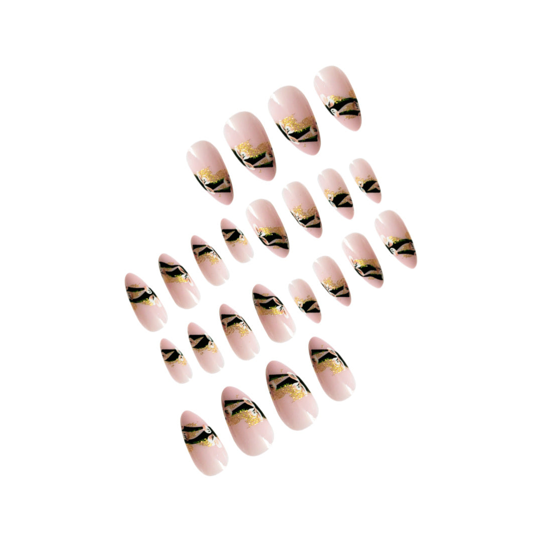 Artistic Floral Glittered Press-On Nails Acalora