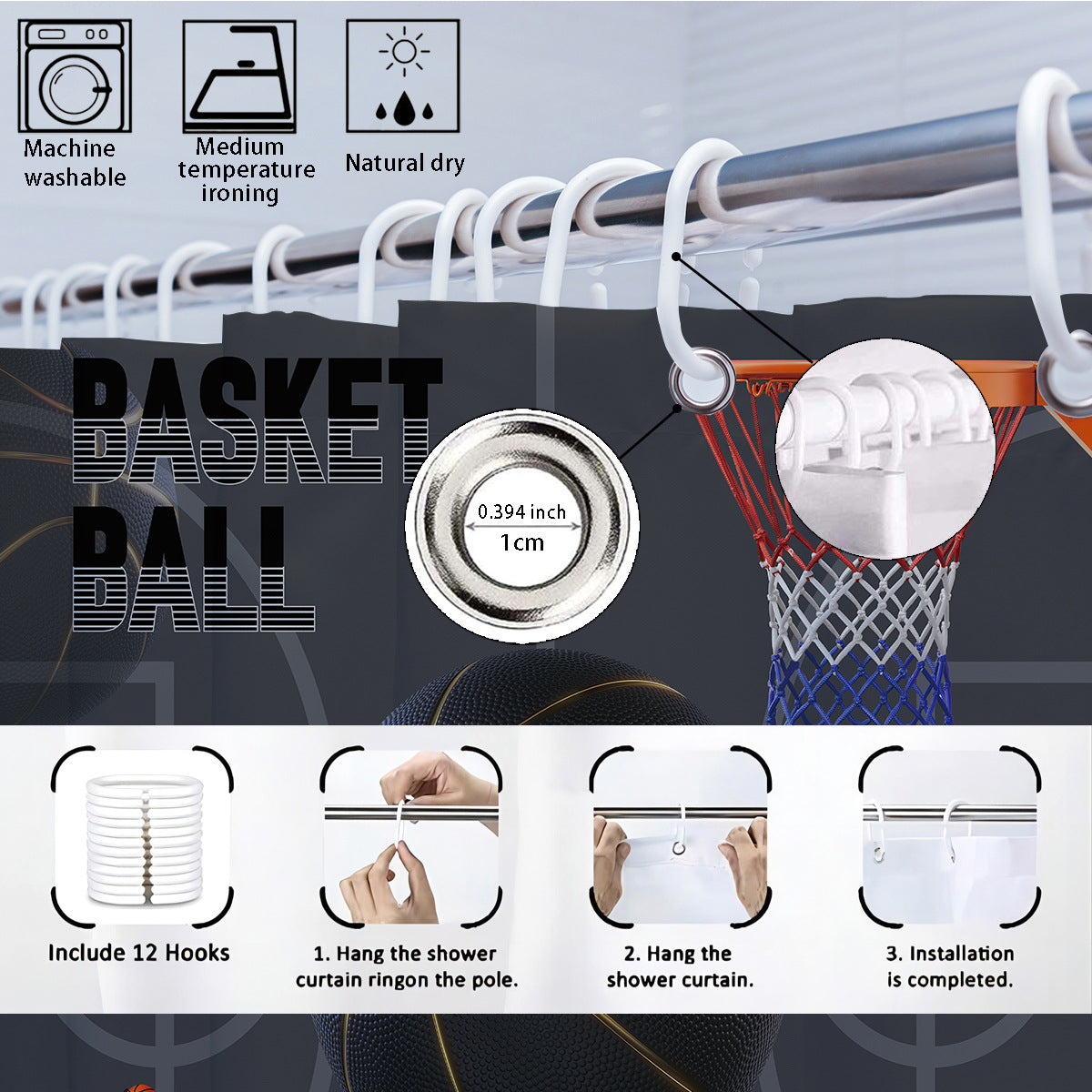 High-Definition Basketball-Themed Bathroom Décor Set