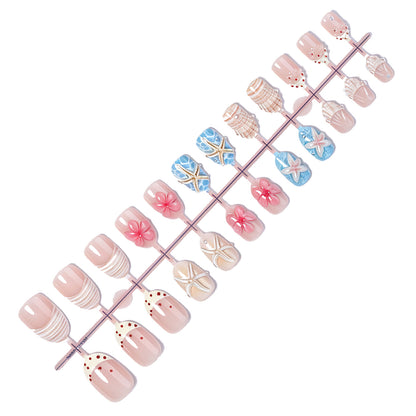 Coastal-Themed Press-On Nail Art Set Acalora