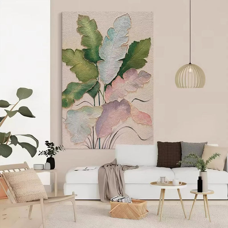 Textured Botanical Leaf Canvas Art