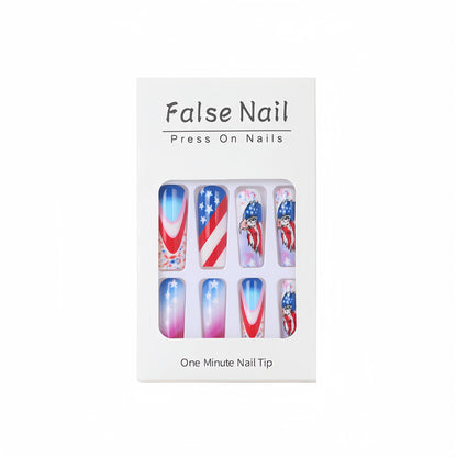 Patriotic design artificial nails Acalora