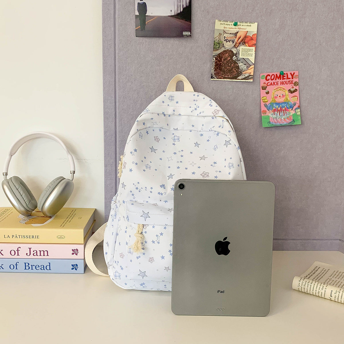 Star-Patterned Canvas Backpack Acalora