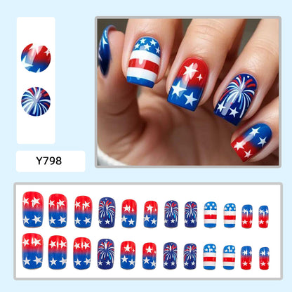 Artificial nails in patriotic star and stripe design Acalora