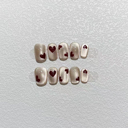 Heart-Patterned Press-On Nail Art Set Acalora