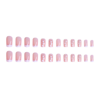 Nail art set with floral decorations and elegant French design Acalora