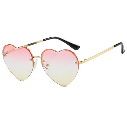 Women's Heart-Shaped Sunglasses with Mirrored Lenses and Fashionable Metal Frame Kalsten