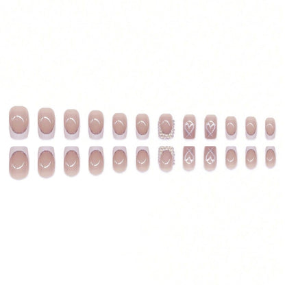 Decorative Rhinestone and Heart Design Press-On Nails Acalora
