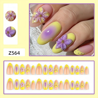 Premium Artificial Nails with intricate floral decorations Acalora
