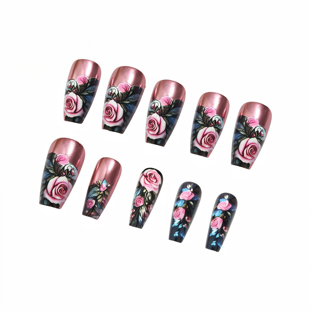 Artificial nails with floral rose pattern Acalora
