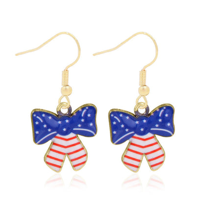 Women's lightweight star earrings with enamel flag design and fishhook Kalsten