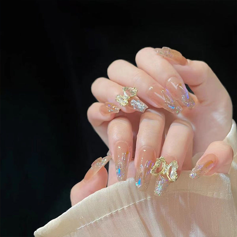 Art nail set with sparkling 3D butterfly decorations Acalora