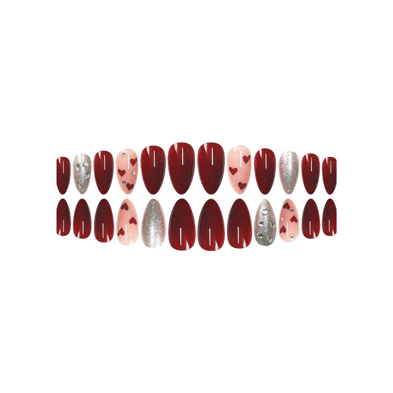Romantic Heart-Themed Press-On Nail Set Acalora