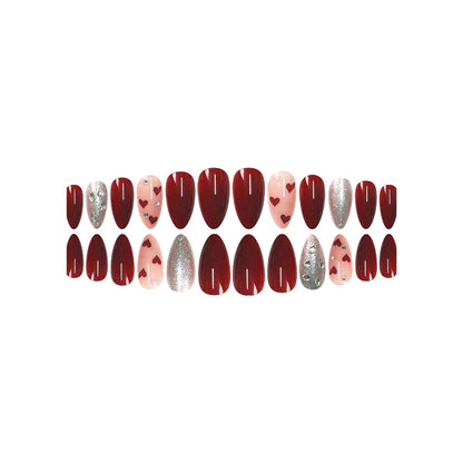 Romantic Heart-Themed Press-On Nail Set Acalora