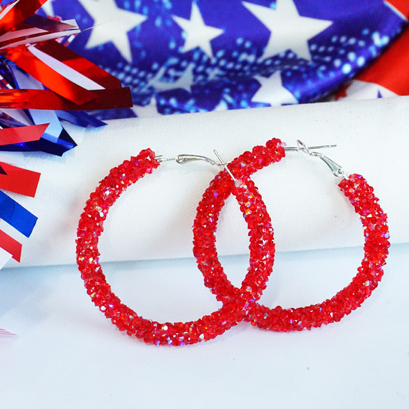 Women's large hoop earrings with rhinestone embellishment and rhodium-plated setting Bowlift
