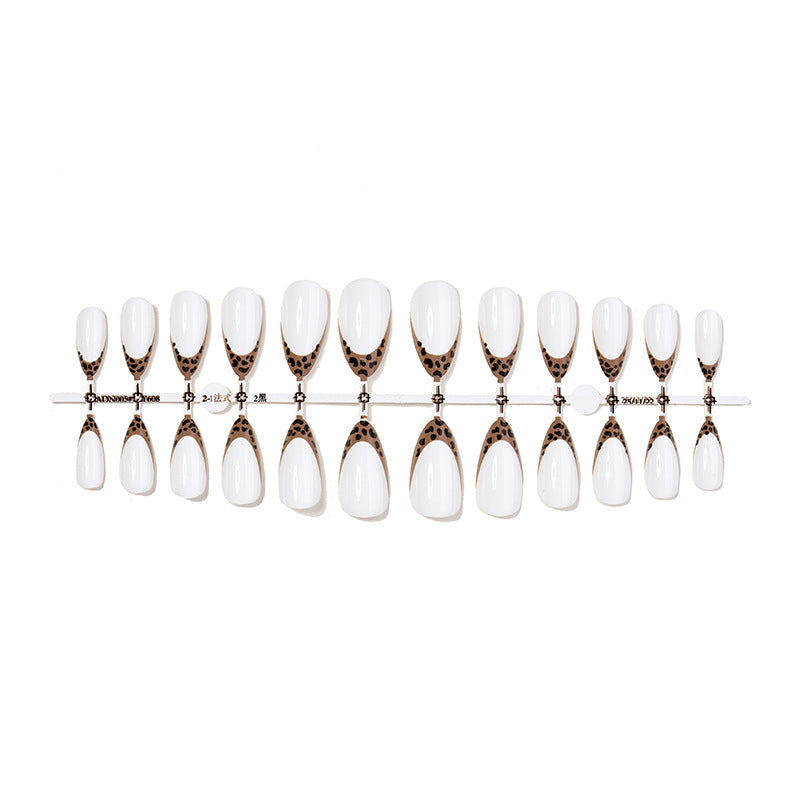 Decorative Press-On Nail Set with Elegant Leopard Accents Acalora