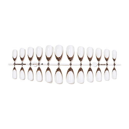 Decorative Press-On Nail Set with Elegant Leopard Accents Acalora