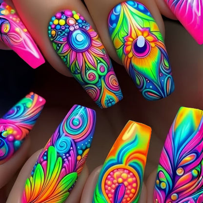 Nail art set with creative patterns and glitter Acalora