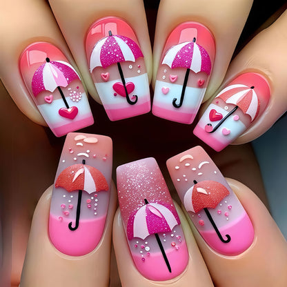 Artistic Umbrella-Themed Nail Art Acalora