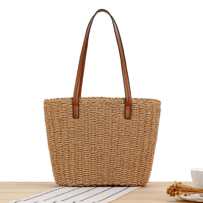 Durable straw tote bag with sturdy leather handles Bowlift