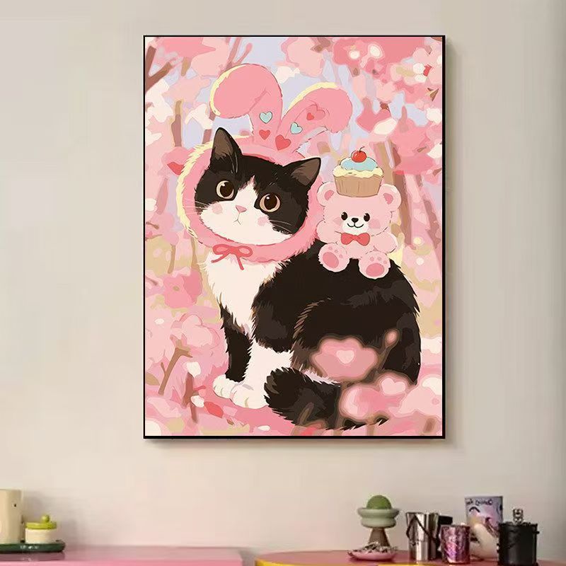 Playful Cat-Themed Illustration Wall Art
