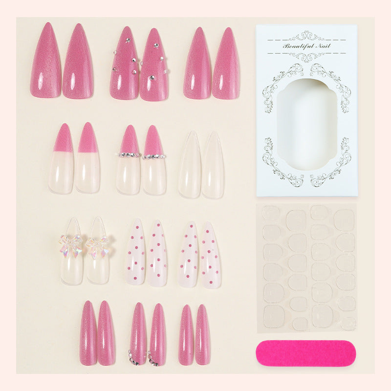 Decorative Press-On Nail Art Set with Glitter and Rhinestone Accents Acalora