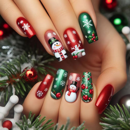 Festive artificial nails with Christmas motifs Acalora