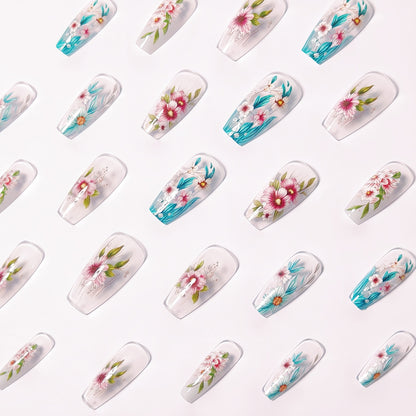 Floral Gel Nail Art Design Acalora