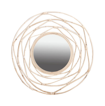 Round Wall Mirror with Rattan Design Acalora