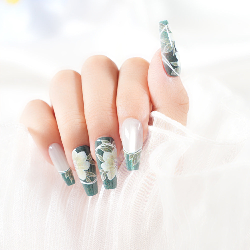 Artistic Floral Press-On Nail Set Acalora
