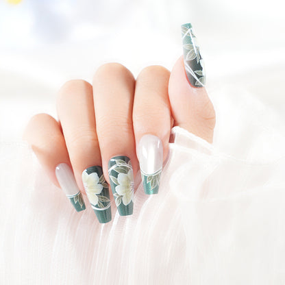 Artistic Floral Press-On Nail Set Acalora