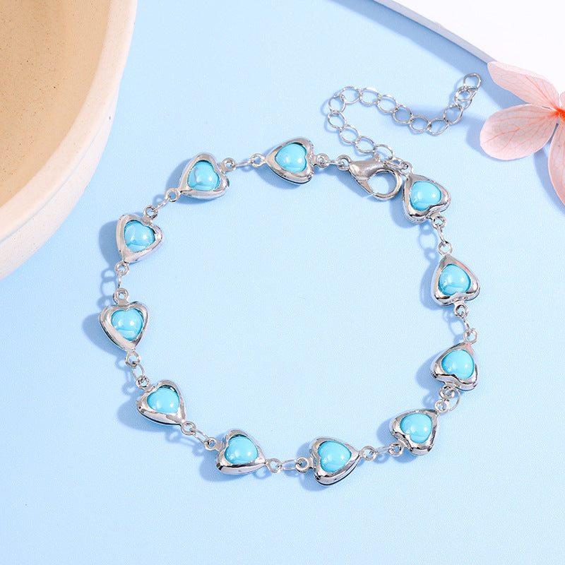 Heart-Shaped Link Anklet Acalora