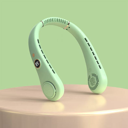 Cool portable bladeless neck fan with LED display and double air outlets Brehn