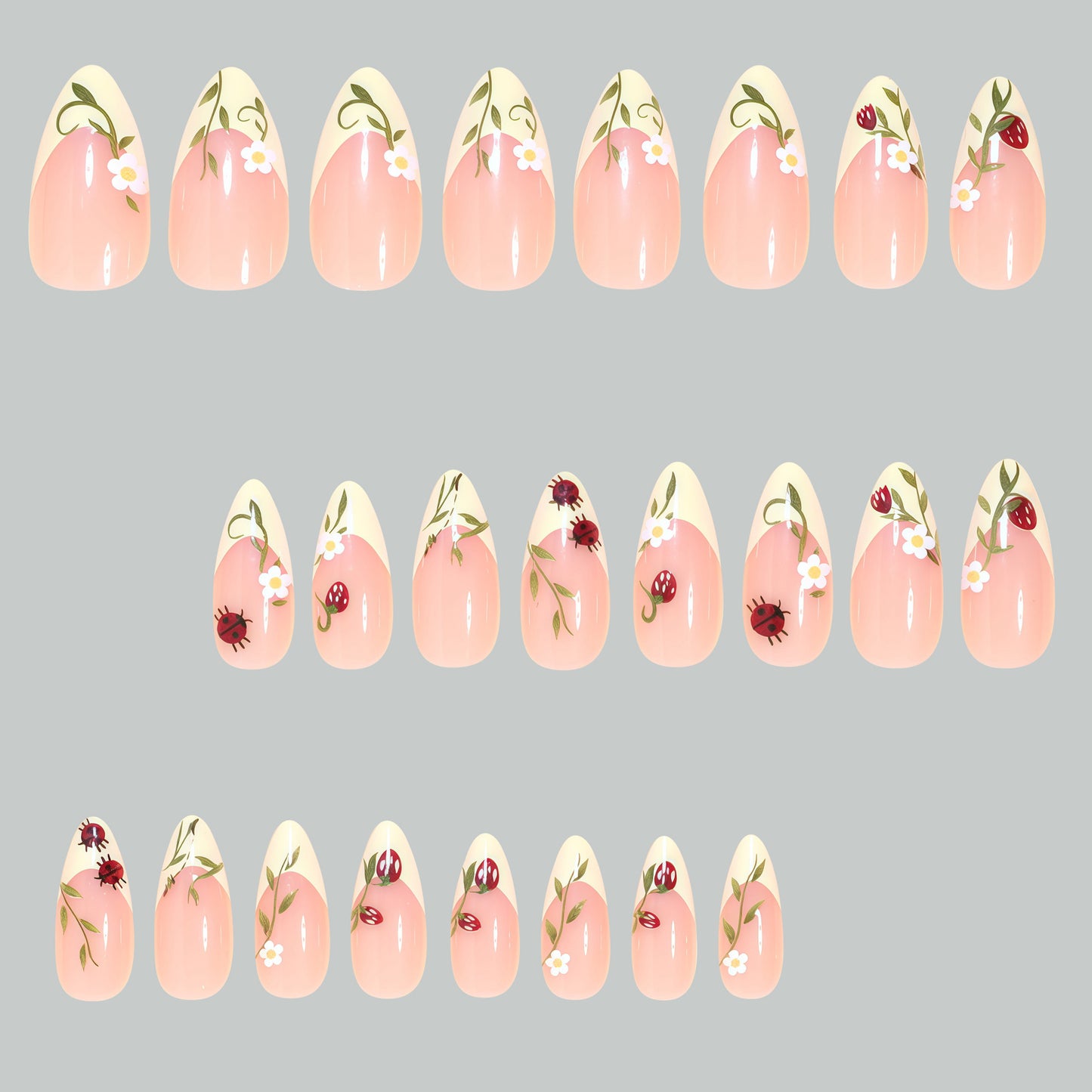 Artistic Floral Stiletto Nail Tips Acalora
