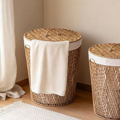 Natural fiber laundry basket with lid Acalora