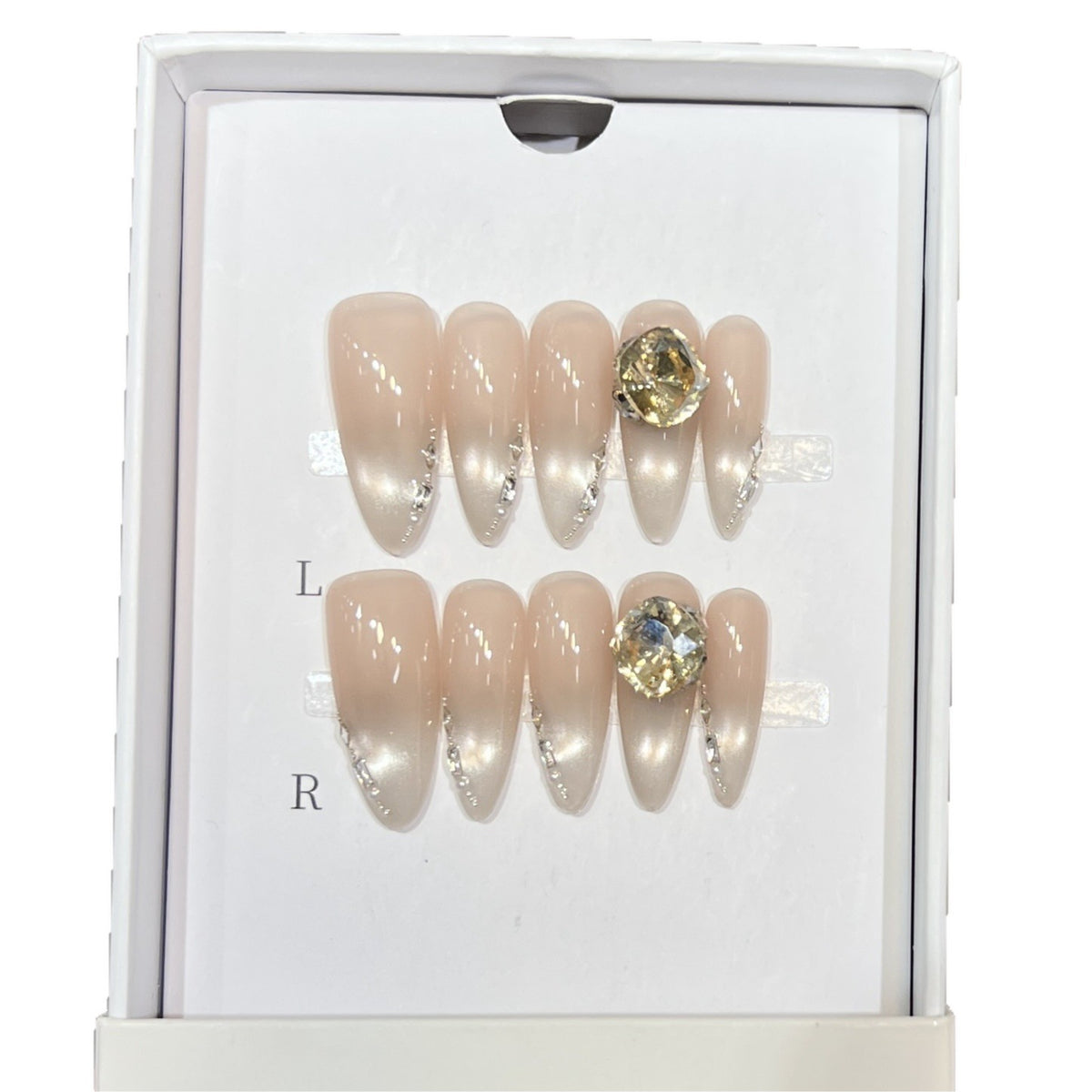Elegant Stiletto Nail Art Set with Crystal Embellishments Acalora