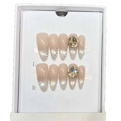 Elegant Stiletto Nail Art Set with Crystal Embellishments Acalora