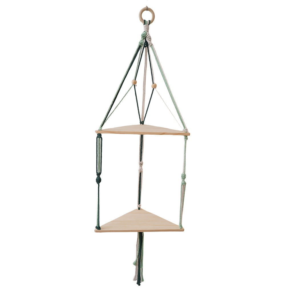 Triangular Macrame Hanging Shelf Acalora