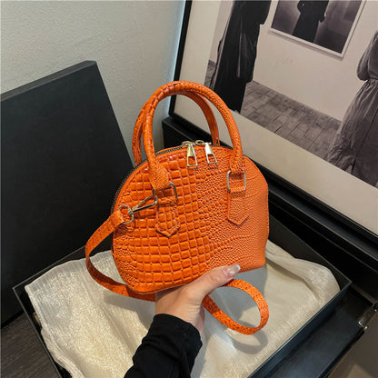 Crocodile-Embossed Mini Satchel Bag Acalora