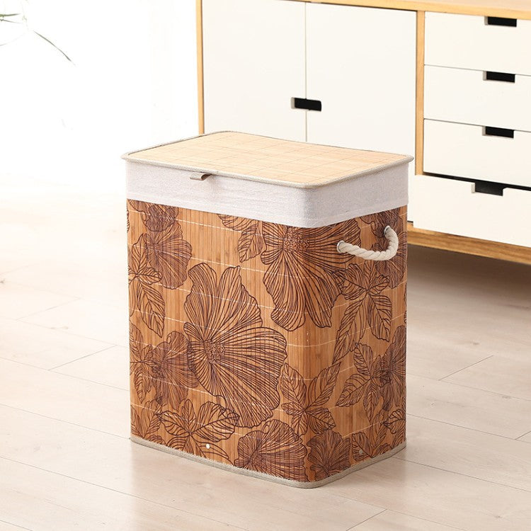 Premium laundry basket with dividers and handcrafted bamboo frame Acalora