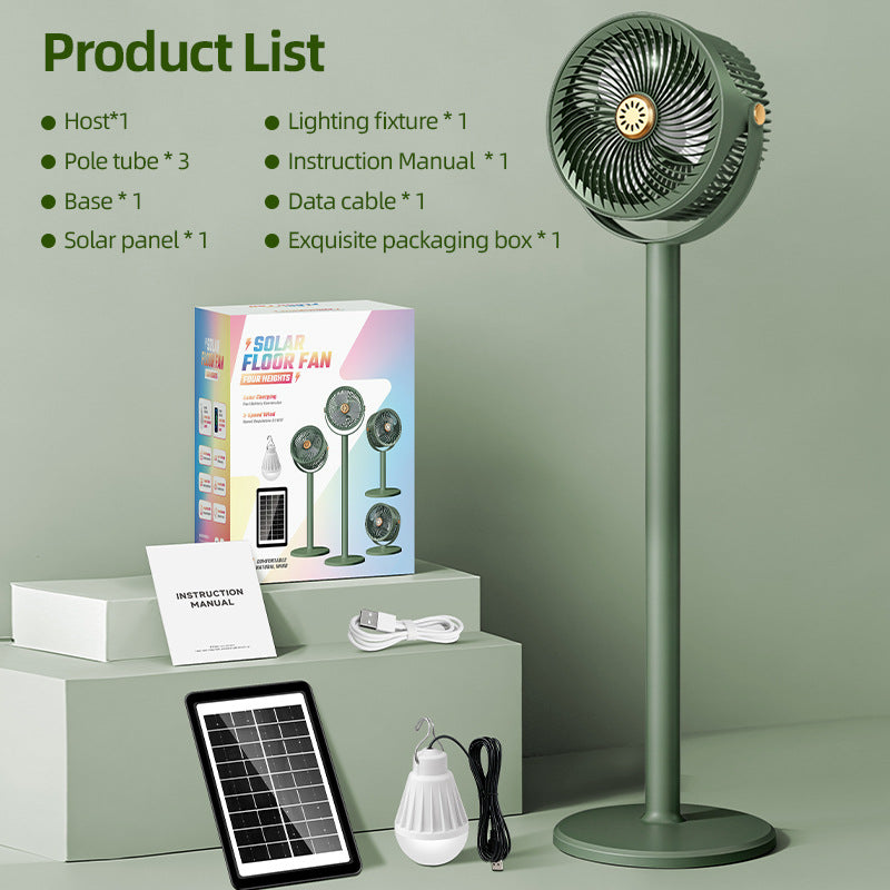 Unisex Solar-Powered Multi-Functional Floor Fan Bowlift