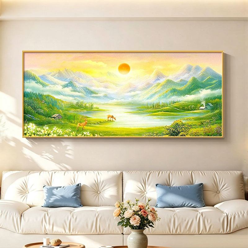 Framed Tranquil Nature Landscape Artwork
