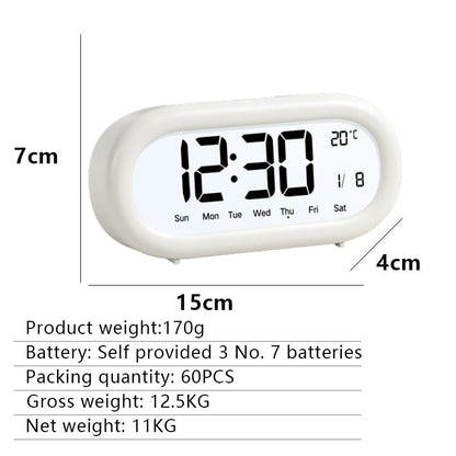Digital alarm clock with temperature display and large LED display