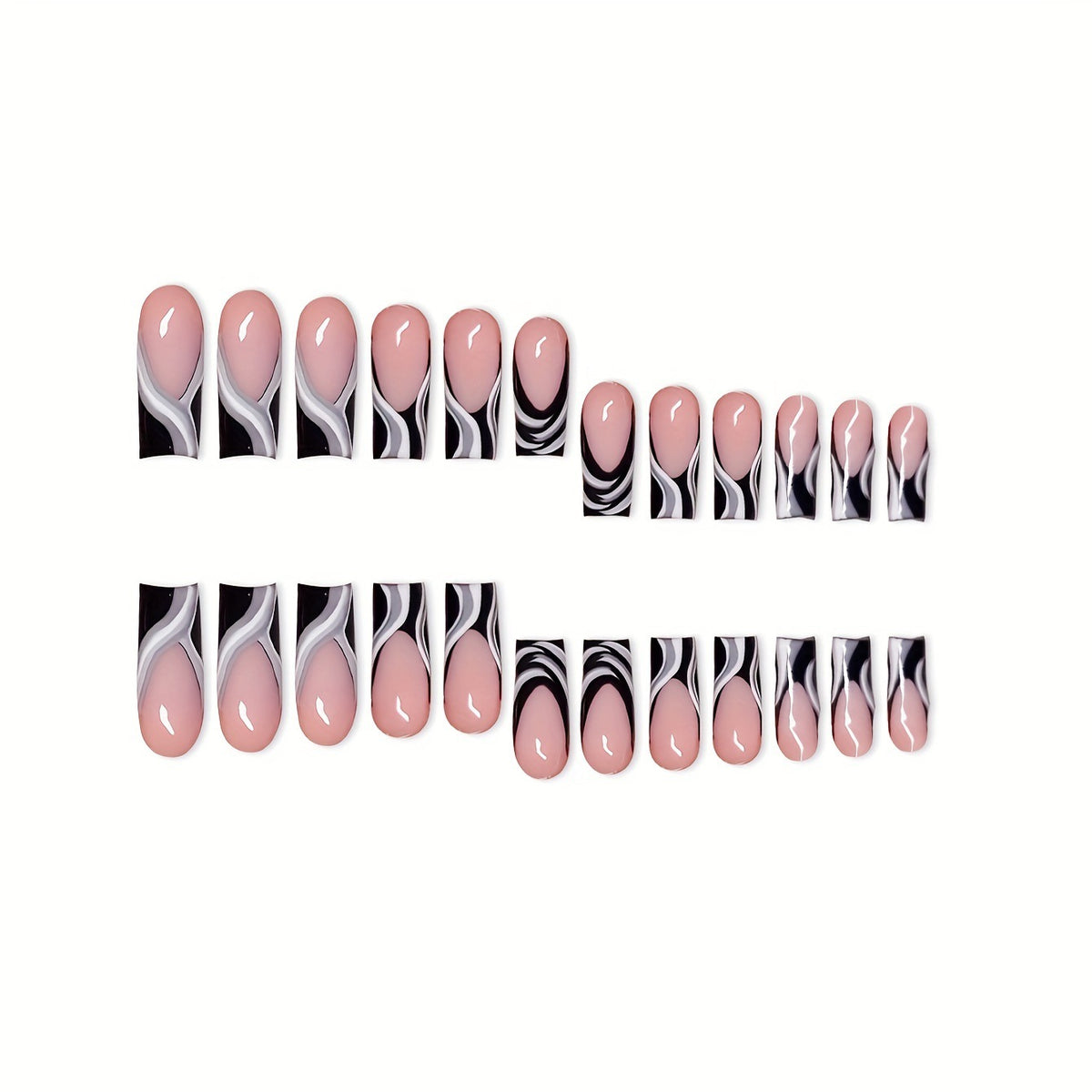 Artistic Press-On Nail Extensions with Marble Design Acalora