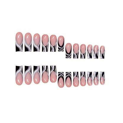 Artistic Press-On Nail Extensions with Marble Design Acalora