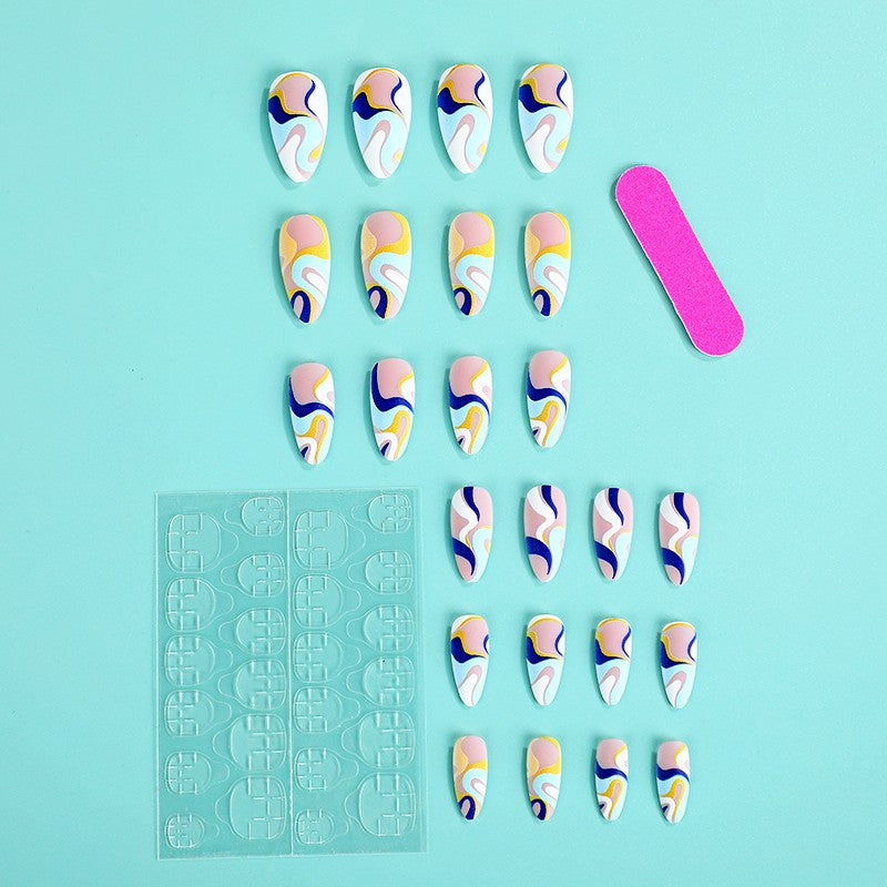 Artificial nails with modern wave-shaped design Acalora