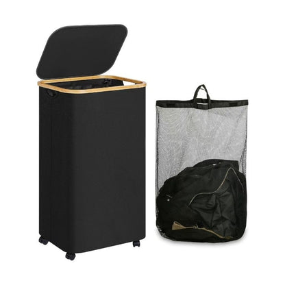 Elegant laundry container with practical lid and carrying system Acalora