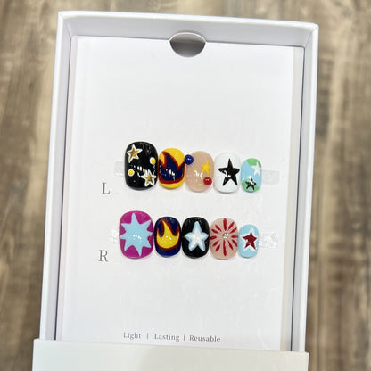 Cosmic-Themed Press-On Nail Art Set Acalora