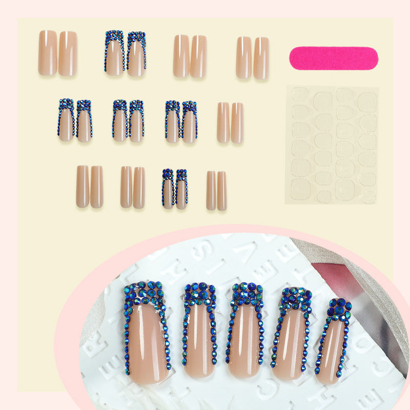 Designer Press-On Nail Set with Rhinestone Accents Acalora