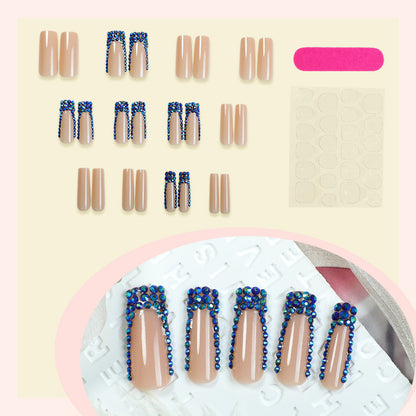 Designer Press-On Nail Set with Rhinestone Accents Acalora